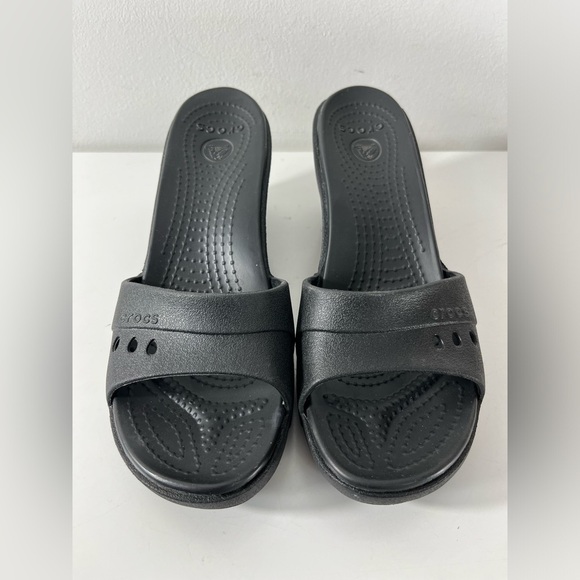Crocs Women’s Size 8 Black Sassari Style Wedge Heels - Picture 3 of 9